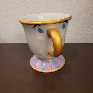 Disney Mrs. Potts Gold White Pink Blue Ceramic Teacup Mug